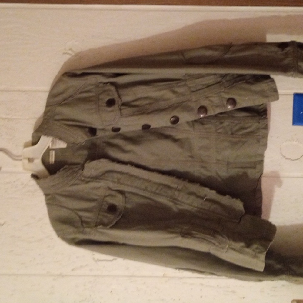 Olive colored jean jacket